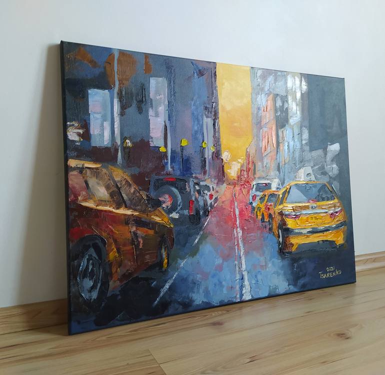 Original Abstract Cities Painting by Denys Tsarenko