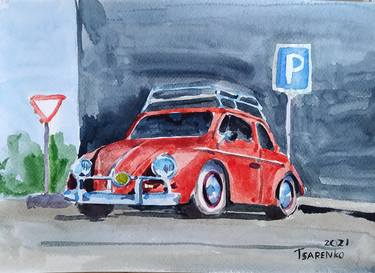 Watercolor painting Volkswagen Denys Tsarenko Original Painting thumb