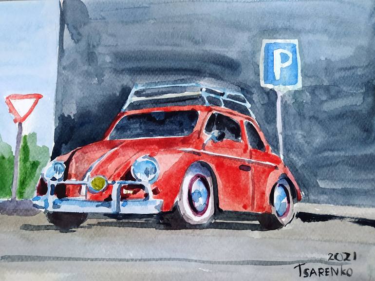 Original Car Painting by Denys Tsarenko