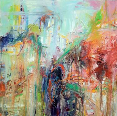 Print of Abstract Cities Paintings by linda kelson