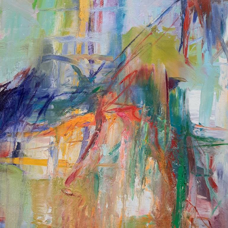 Original Abstract Cities Painting by linda kelson