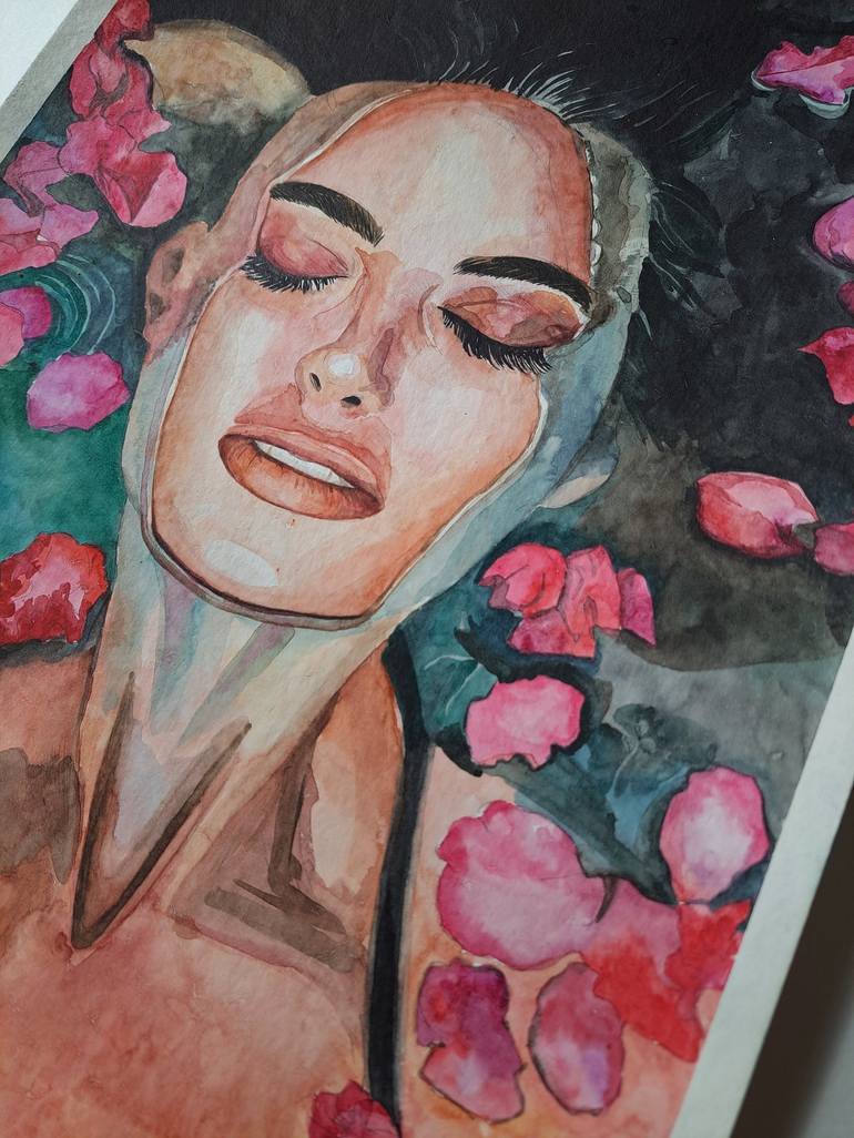 Original Portraiture Floral Painting by Daria Shulyanskaya