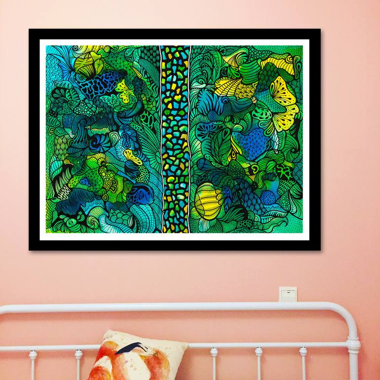 Original Abstract Water Painting by Solene Lepavec