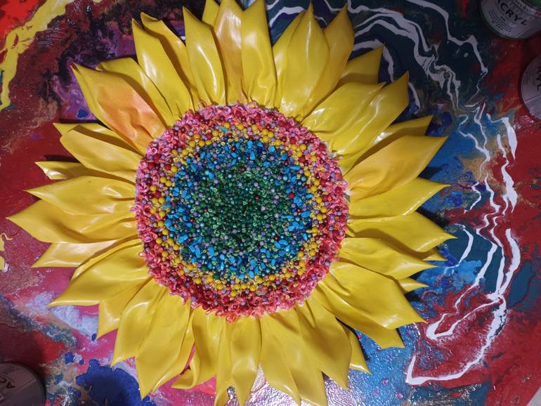 Original Abstract Floral Mixed Media by Yoi Ioy