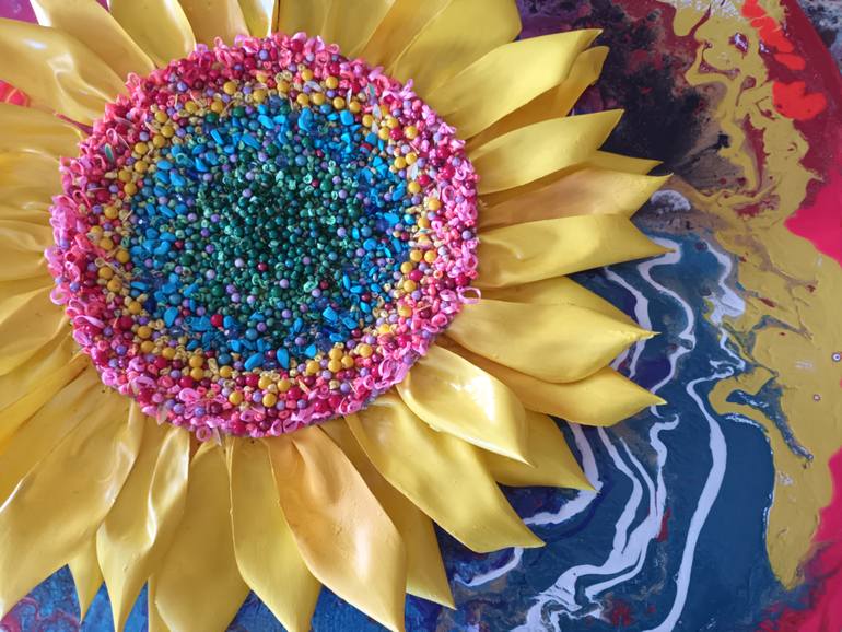 Original Abstract Floral Mixed Media by Yoi Ioy