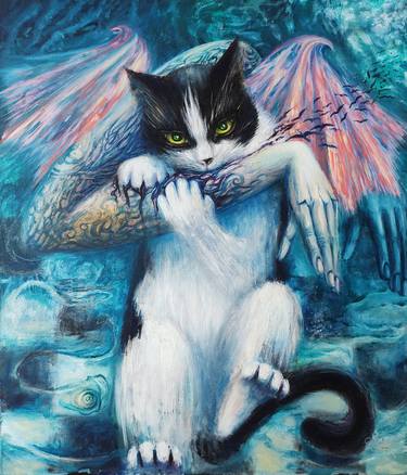 Print of Surrealism Cats Paintings by Kateryna Stryzhenko