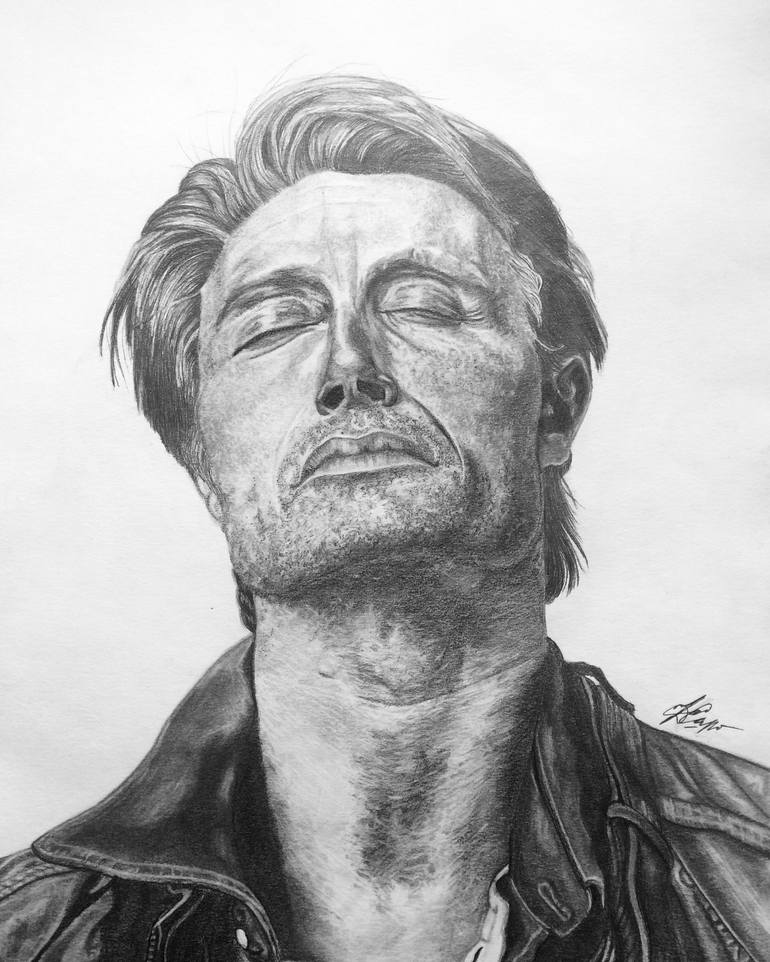 Mads Mikkelsen Drawing by Sayana Dorzhieva | Saatchi Art