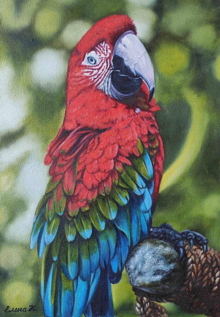 Green-winged macaw Painting by Elena Kozyutenko | Saatchi Art