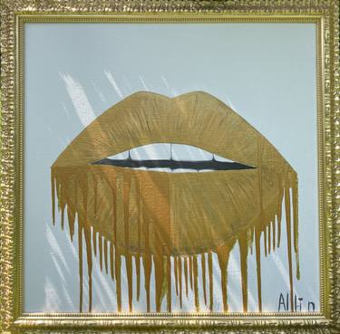 Decoderen Maak een naam Flikkeren Painting “Gold lips” - Wall Pop Art, Trendy Art, Acrylic painting, Abstract  painting, paintings on canvas, Canvas