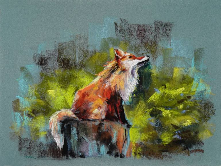 fox pastel drawing