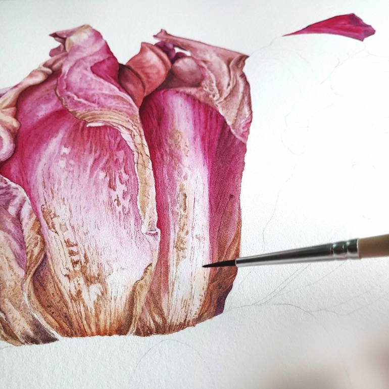 Dried rose Painting by Yuliia Moiseieva