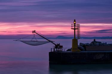 Sunrise from Senigallia harbour in a cloudy and colorful morning, Italy thumb