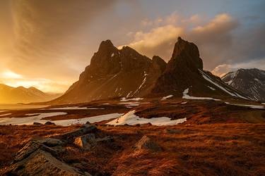 Hvalnes mountain at sunset, Iceland thumb