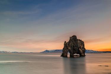 Hvitserkur the famous rock in the ocean in Iceland at sunrise thumb