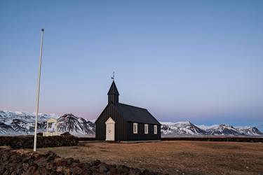 Black church Budakirkja in Snaefellsnes peninsula at sunset, Iceland thumb