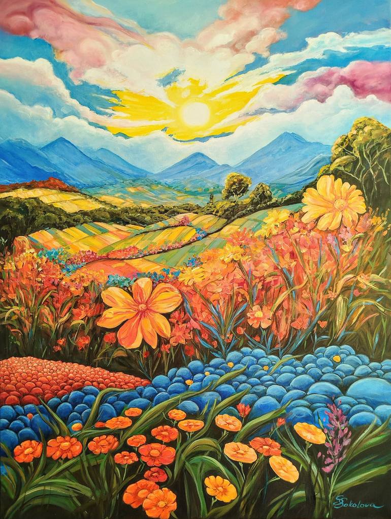 Print of Pop Art Landscape Paintings by Svetlana Sokolova