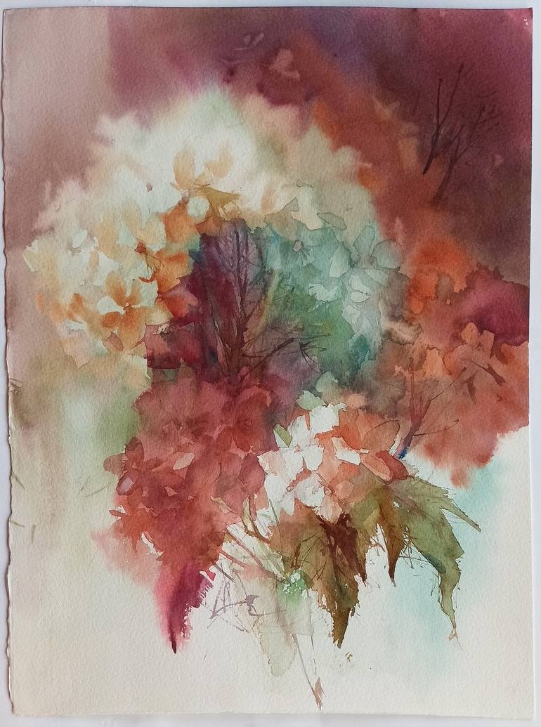 Original Abstract Floral Painting by Sasha Kashanskaya