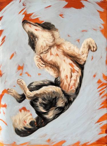 Original Impressionism Animal Painting by Lena Med