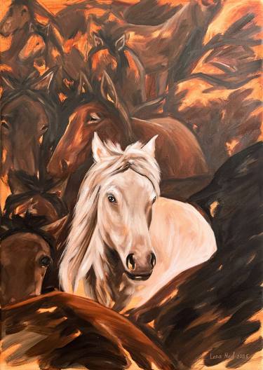 Original Impressionism Animal Painting by Lena Med