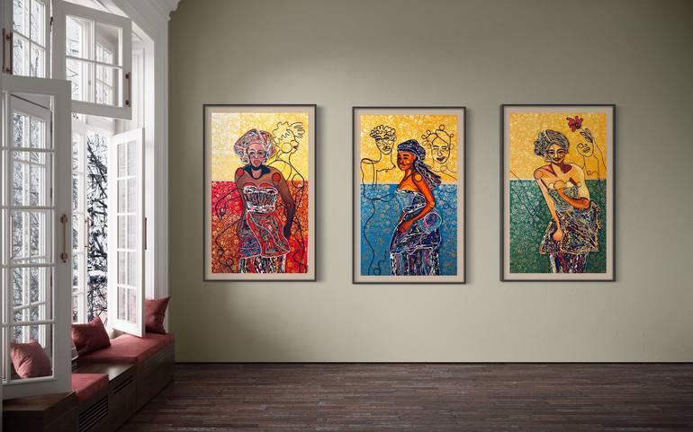 Original Figurative Women Mixed Media by Modupe Alatise Odusote