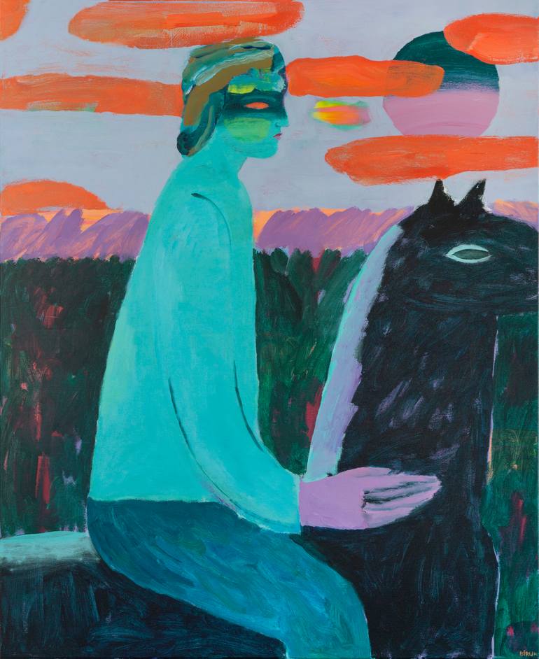 Original Horse Painting by Aleksandr Biruk | Contemporary Art on Canvas | The Night Is Still in the Grass
