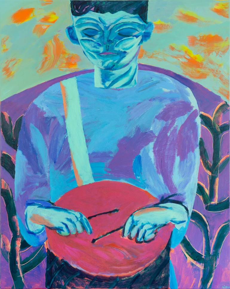 Original Music Painting by Aleksandr Biruk | Expressionism Art on Canvas | Thunder Over the Red Lake