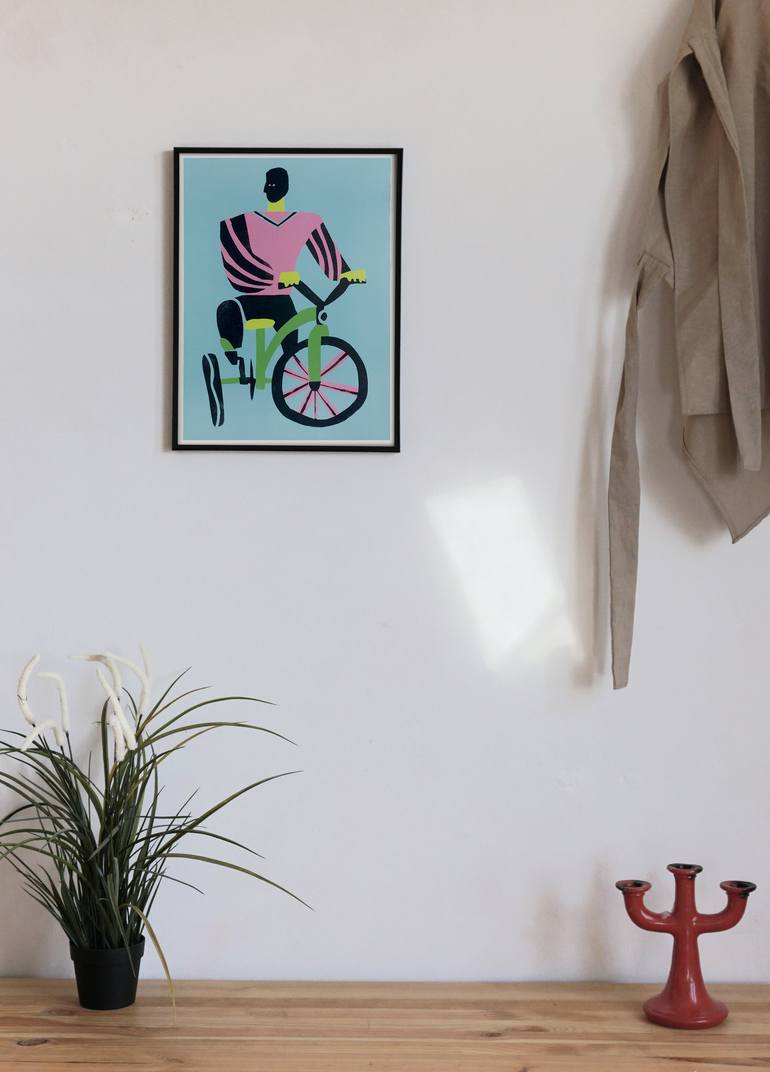 Original Figurative Bicycle Printmaking by Aleksandr Biruk