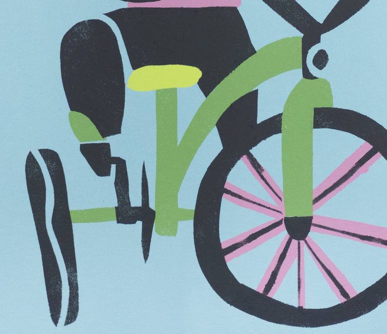 Original Figurative Bicycle Printmaking by Aleksandr Biruk