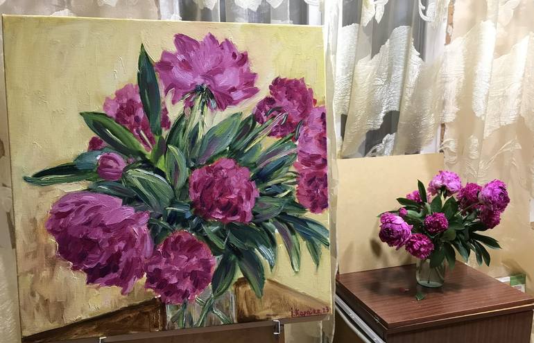 Original Impressionism Floral Painting by Iryna Karpiak