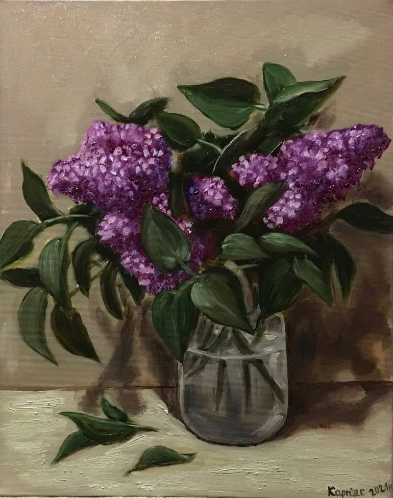 still life with lilac Painting by Iryna Karpiak | Saatchi Art