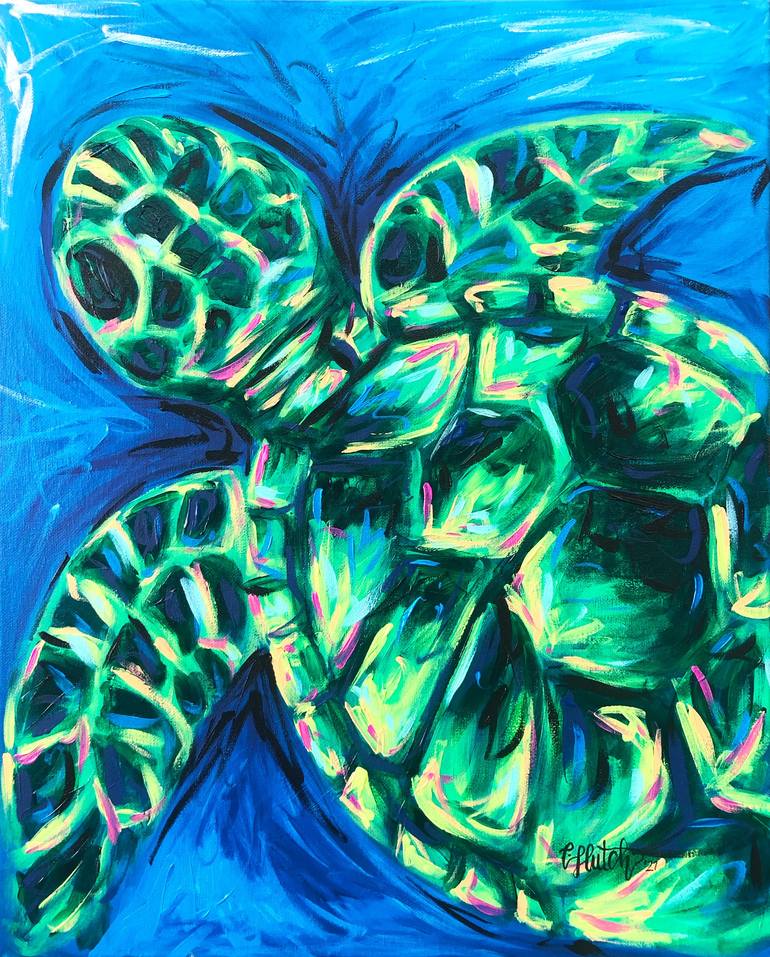 Graffiti Turtle Painting by Carrie Hutchinson | Saatchi Art