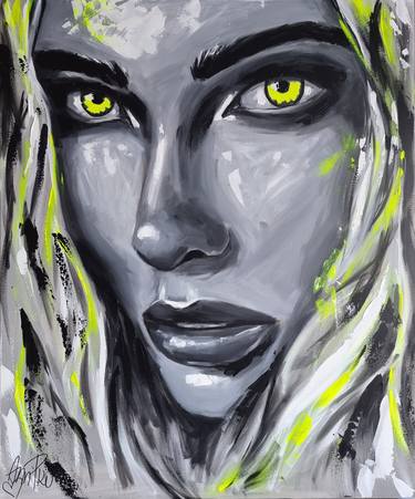 SHE-WOLF - woman face artwork for sale thumb