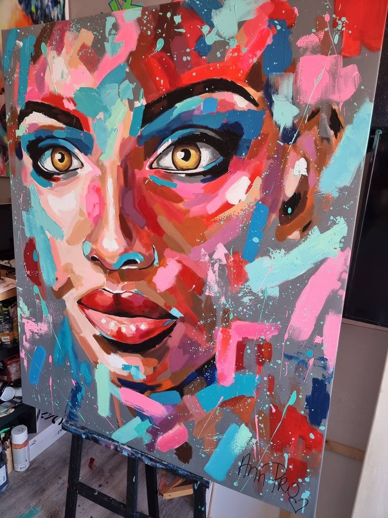 Original Abstract Portrait Painting by Ann Pro