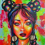 RAINBOW GIRL - original acrylic painting, home decor, beautiful girl, face  painting, pop art