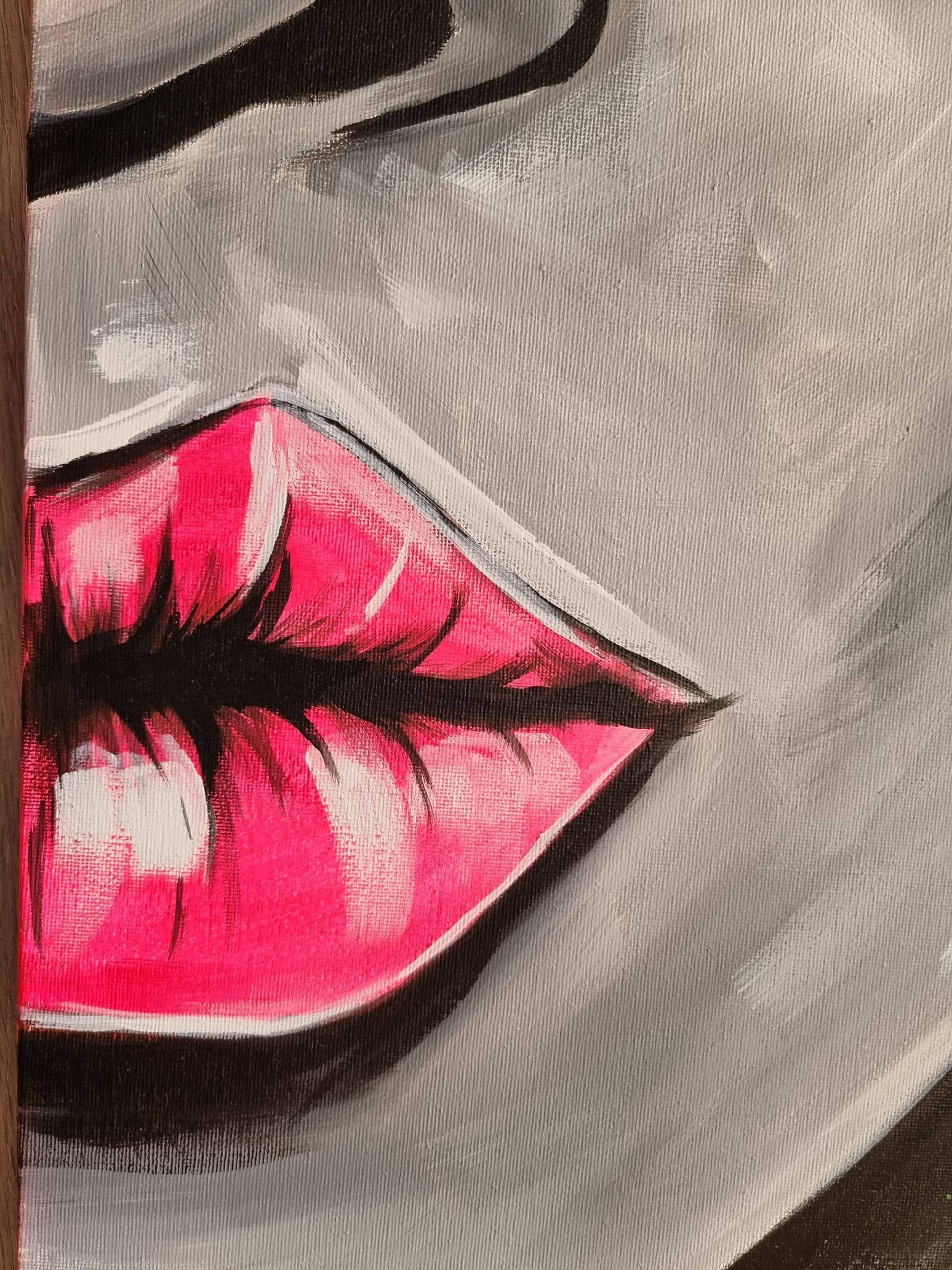 LOUIS PINK LIPS by Alla Grande (2019) : Painting Lacquer on Canvas