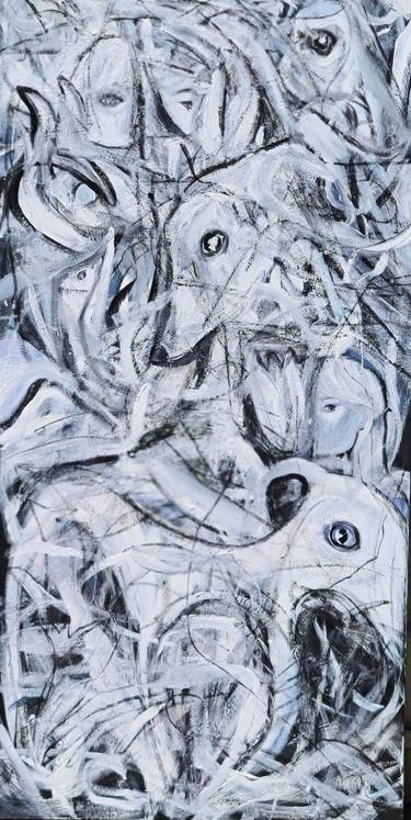 Original Abstract Expressionism Animal Mixed Media by Laurie McClure
