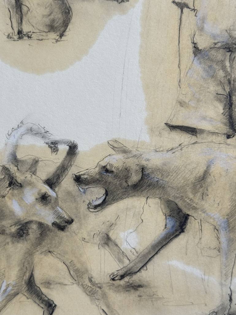 Original Contemporary Dogs Drawing by Nonnie Gardava