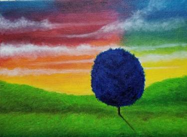 Oil Painting - Blue Tree (A004) thumb