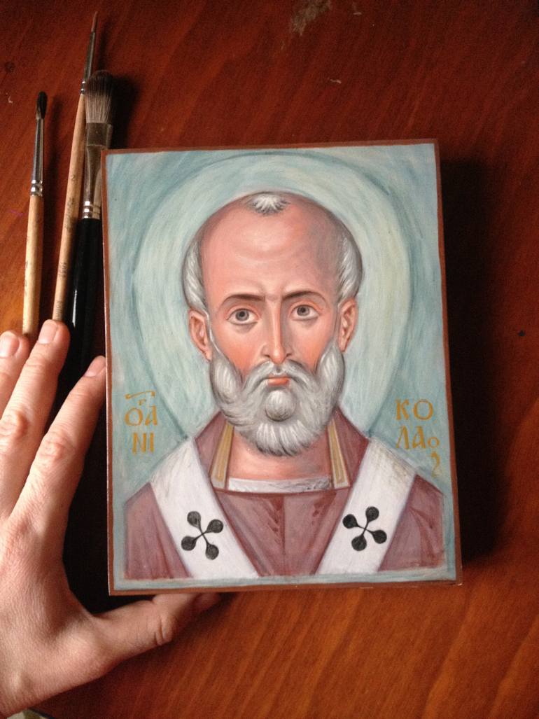 Original Figurative Religion Painting by Viktoriia Kolosovska