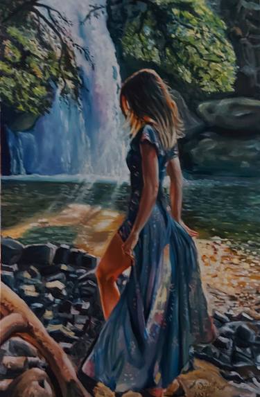 girl and waterfall thumb
