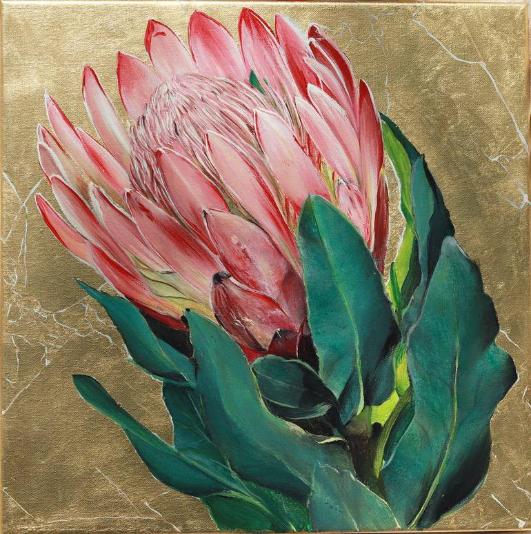 protea flower painting