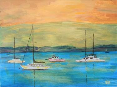 Original Expressionism Boat Paintings by Claude  L Potvin