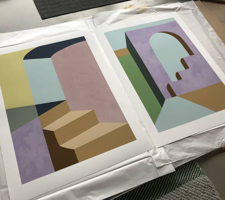 Original Geometric Printmaking by Ellen Greup