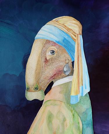Parasaurolophus with a pearl earring thumb