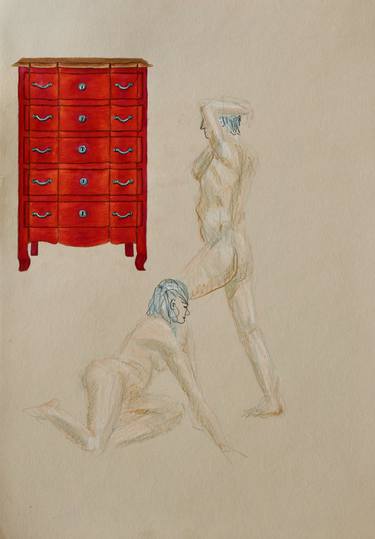 Original Figurative Erotic Drawings by Olga Petrova