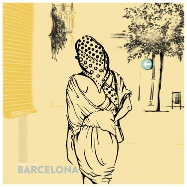 UN PASEO BARCELONA  /  Digital Drawing. Art Print thumb