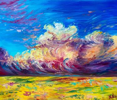 Ephemerality, version 2 ( oil landscape, colorful landscape, sky, clouds ) thumb