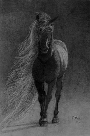 Black mare in moonlight thumb