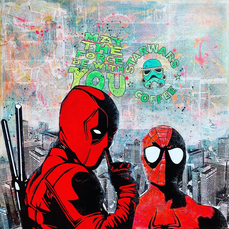 Original Famous Painting by Stefano Vitti  Abstract Expressionism Art on Canvas  Superhero