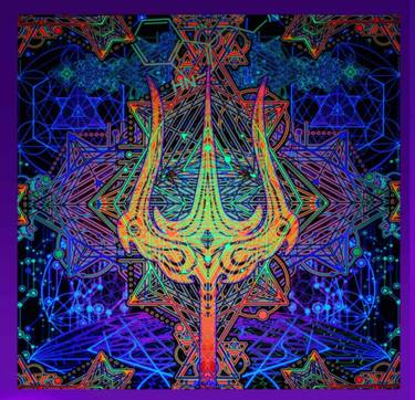 Visionary Spiritual Mushroom Fractal Blacklight Psytrance Artwork Wall Art Psychedelic thumb